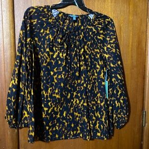 Terra & Sky Black and Yellow Patterned Blouse
